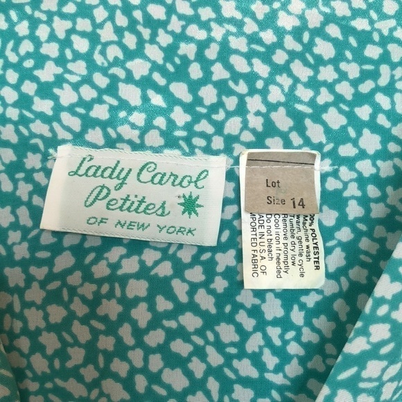 Vintage 60’s/70’s Lady Carol Petites of New York Teal Patterned Dress 👗 - Picture 2 of 7